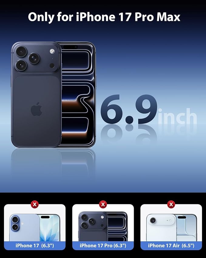 Mkeke for iPhone 17 Pro Max Screen Protector 3 Pack [9H+ Hardness] [Military-Grade Drop Protection] [Sensitive Touch] [Easy Installation] [HD Clear] Full Edge Coverage Tempered Glass