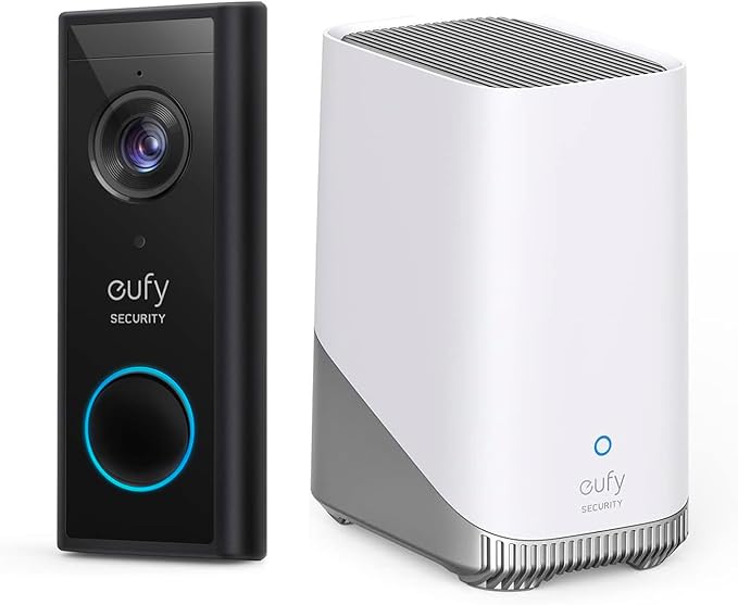 eufy Security, Wireless Video Doorbell S220 Add-on with 2K Resolution and eufy Security HomeBase S380 (HomeBase 3)