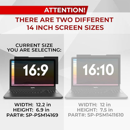 SightPro Magnetic Laptop Privacy Screen 14 Inch 16:9 - Patented Removable Laptop Privacy Filter Shield and Protector