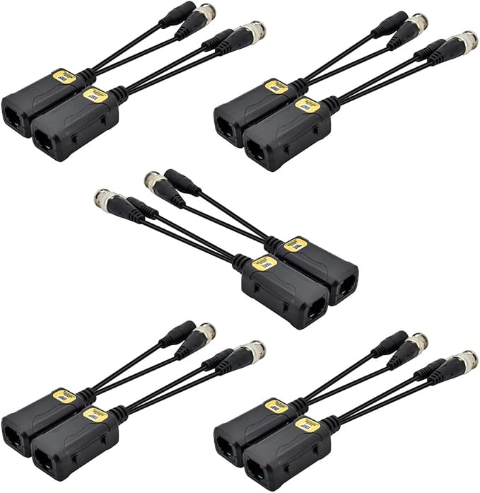5 Pairs 8MP/4K Passive HD BNC Video Power Balun Transceiver Transmitter Via UTP RJ45 Cable AHD/TVI/CVI/CVBS Cable Connectors for 720P/960P/1080P/3MP/5MP/8MP CCTV Security Cameras