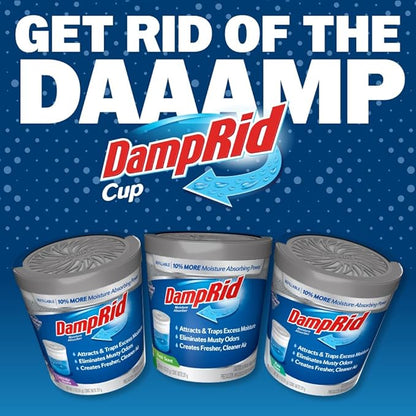 DampRid Refillable Moisture Absorber, 11 oz., 6-Pack - Fresh Scent Moisture Absorbers, 10% More Absorbing Power*, Eliminates Musty Odors for Fresher, Cleaner Air