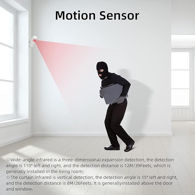 YBJ WiFi Alarm System for Home Security,DIY 4G Smart Home Security System, Wireless Home Alarm System with APP Control, Motion Detector, Door Window Sensor,Siren,Work with Amazon Alexa