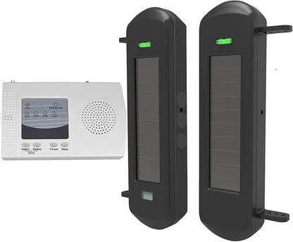 HTZSAFE Solar Wireless Driveway Alarm System-1/2 Mile Long Transmission Range-300 Feet Wide Sensor Range-No Wiring No Need Replace Battery-Outdoor Weatherproof Security Perimeter Alert System KIT