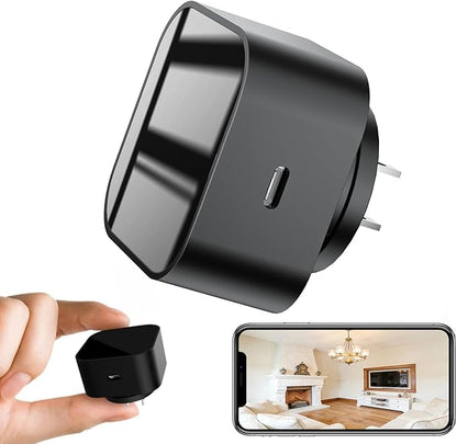 LIZVIE Phone Charger Camera - USB-C Port WiFi Smart Charger Camera - Motion Detection/170° Wide-Angle/SD Storage for Indoor Home/Office/Pets Safe.