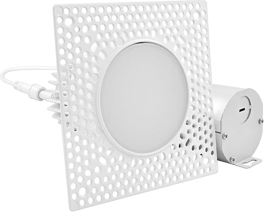 LUXRITE 3 Inch Trimless Recessed LED Light with Junction Box, 15W, 5CCT 2700K 3000K 3500K 4000K 5000K, Dimmable Spotlight, 1100LM, CRI 90, Damp Rated, IC Rated, Plaster Ceiling Light, ETL Listed