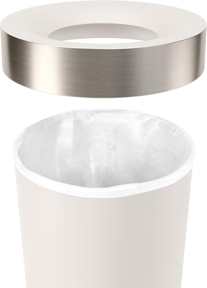 Umbra Vento Kitchen Trash Can with Open Top, Large 16-Gallon (62 L) Capacity, Sand,Polypropylene