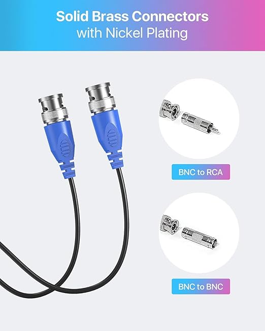 ZOSI 100ft(30M) All-in-One CCTV Video Power Cables,BNC Extension Security Wire Cord for 2MP,1080P,960H,960P,720P Video Surveillance Camera DVR System with BNC RCA Connector