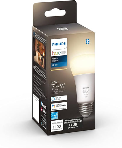 Philips Hue White A19 LED Smart Bulbs (4 Pack) White A19 Medium Lumen Smart Bulb