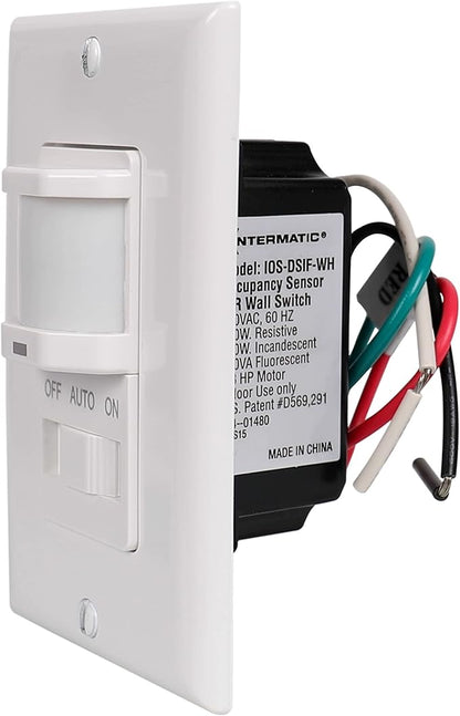 Intermatic iOS-DSIF-WH Motion Sensor, White - Automated Lighting Control with Adjustable Time Delay, Compatible with Lutron Caseta Home Automation Devices - Energy-Efficient & Reliable Performance