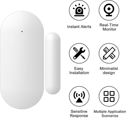 Door and Window Alarm Sensors,Window Sensors for Security Wireless Contact Sensor Alert Real-Time Notification for Business/Store/Home/Office When Entering,White(1 Pack)
