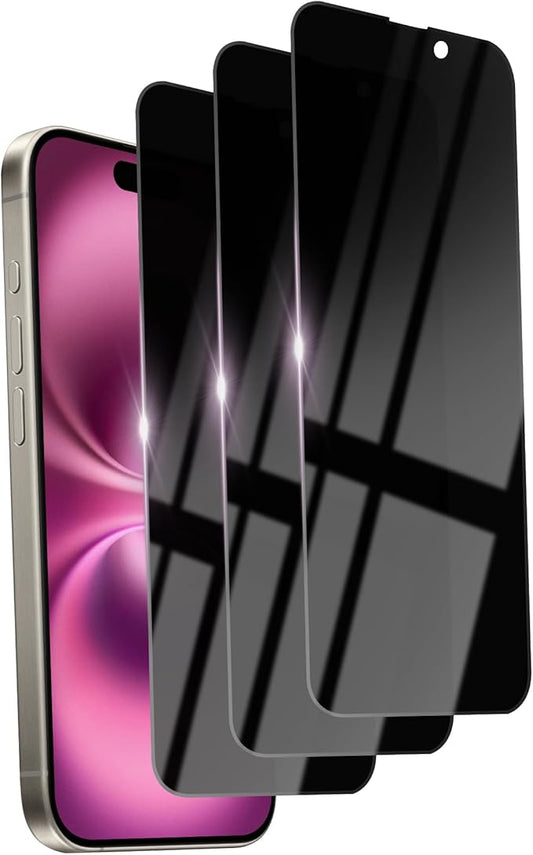 3 Pack Privacy Screen Protector for iPhone 16 Tempered Glass 6.1inch Private Saver Anti-Spy Eye Protection Anti-Scratch Full Coverage