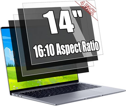 [4 Pack] 14 Inch Laptop Privacy Screen for 16:10 Aspect Ratio - 14 Inch Anti Blue Light Screen Protector Removable Anti-Scratch Privacy Shield Screen 14in