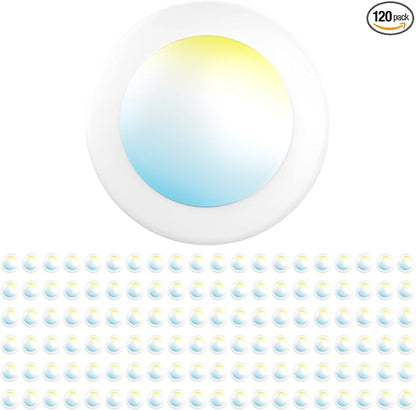 Sunco 120 Pack 4 Inch LED Disk Lights, Flush Mount Disc Recessed Ceiling Can Lighting, 650 LM, Selectable CCT 2700K/3000K/4000K/5000K/6000K, Dimmable, 10W=50W, Wet Rated ETL