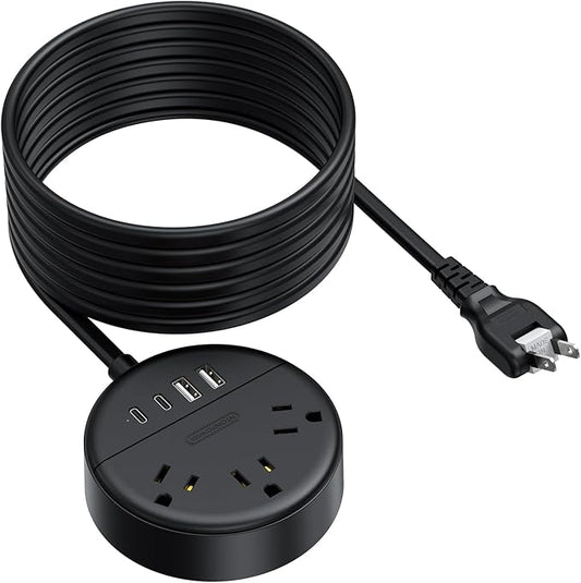 NTONPOWER 2 Prong Extension Cord 15ft, 1875W/15A 2 Prong Power Strip, 2 Prong to 3 Prong Outlet Adapter with Rotatable Plug, 3 AC Outlets 4 USB(2 USB C), Wall Mount, Ideal for Older House, Home Office