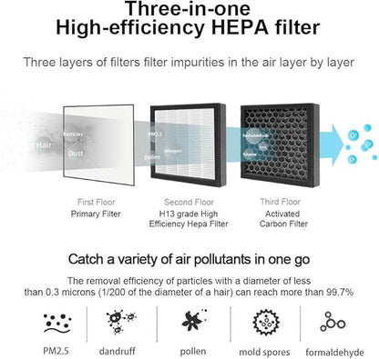 1000ml Air Dehumidifier w/Purifying Function for Home (800 Sq.Ft), Small Dehumidifiers with WIFI APP Control, Auto Shut Off, True HEPA Filter, Ideal for Closet Bedroom Bathroom 2 Filter
