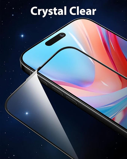 Mkeke for iPhone 15 Pro Max Screen Protector 3 Pack, [9H+ Hardness] [Military-Grade Drop Protection] [Sensitive Touch] [Easy Installation] [HD Clear] Full Edge Coverage Tempered Glass