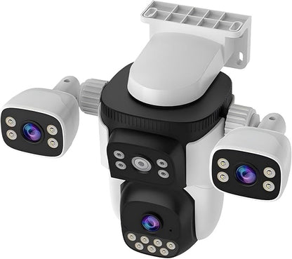 EVERSECU Triple Lens WiFi PTZ Security Camera, Three Cameras in One, Side Cameras with Adjustable All-Angle Arm, 2K 360° View No Blind Spot, Auto Tracking, Spotlight, 2 Way Audio