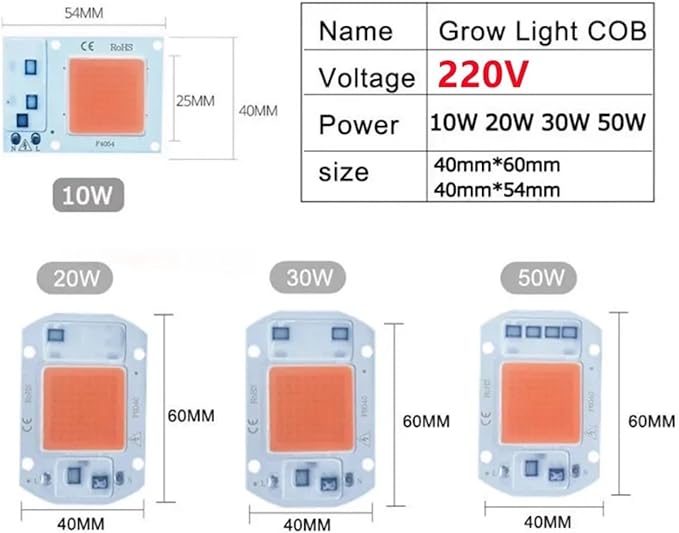 3pcs AC220V LED COB Lamp Bead 20W 30W 50W IP65 Smart No Need Driver DIY Flood Light Led Bulb Spotlight Outdoor Chip Lamp(Warm Light,F6040 30W)