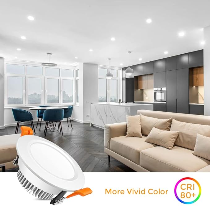 LEDLightsWorld 3 Inch LED Recessed Lighting Dimmable Downlight, 5W (40W Halogen Equivalent), 6500K Daylight White, CRI80, Recessed Ceiling Light with LED Driver (8 Pack)