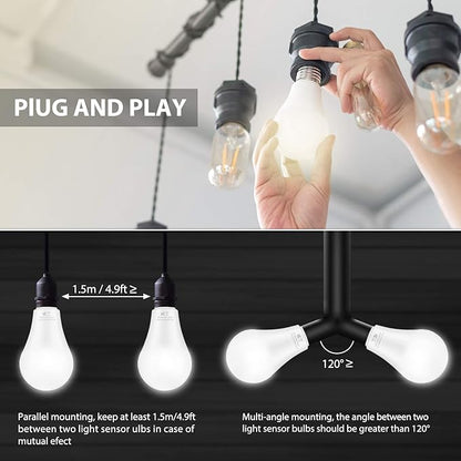 Brightever 6-Pack Dusk to Dawn LED Light Bulbs, A19 11W(100Watt Equivalent), E26 Basic Automatic On/Off, 1200LM, Daylight White 5000K Smart Sensor Lights, Outdoor for Porch Garage Yard Patio Garden
