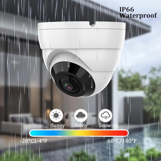 2MP 1080P 180 Degree Surveillance CCTV Security Camera Fisheye Outdoor Analog TVI Camera (Quadbrid 4-in1 HD-CVI/TVI/AHD/BNC), 30ft Night Vision, Metal Housing
