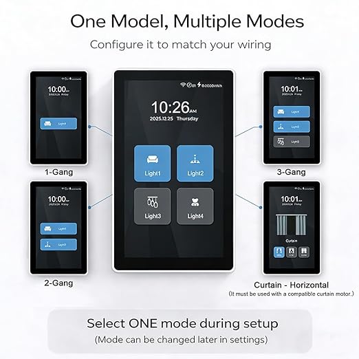 LANBON L10 Large LCD Smart Light Switch, Custom Display & Icons, 6-in-1 1/2/3/4 Gang & Curtain, 2.4GHz WiFi, Compatible with Alexa & Google Home, Motion Wake Screen, No Dimmer, Neutral Wire Required