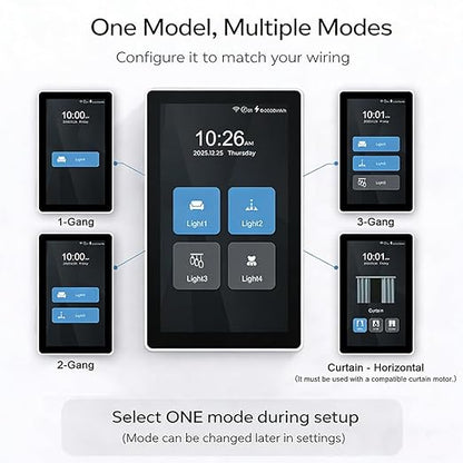 LANBON L10 Large LCD Smart Light Switch, Custom Display & Icons, 6-in-1 1/2/3/4 Gang & Curtain, 2.4GHz WiFi, Compatible with Alexa & Google Home, Motion Wake Screen, No Dimmer, Neutral Wire Required