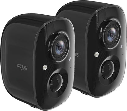 Dzees 2K Security Cameras Wireless Outdoor, Indoor-Outside WiFi Battery Powered Camera for Home Security,Color Night Vision,2-Way Talk,AI Motion Detection,Spotlight Siren Alarm,SD/Cloud Storage,2 Pack