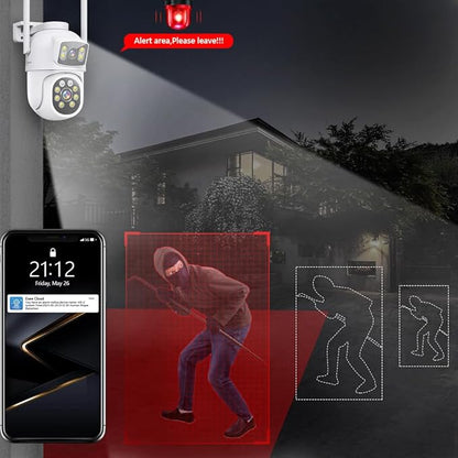 MOVOLS Wireless Security Camera 5G/2.4G WiFi 4MP Dual Lens Camera,2K HD PTZ Dome Cameras with Color Night Version, Motion Detection