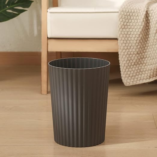 JiatuA Small Trash Can Plastic Wastebasket Round Garbage Container Bin for Bathroom, Kitchen, Bedroom, Home Office, College Dorm, Dark Grey 4 Pack