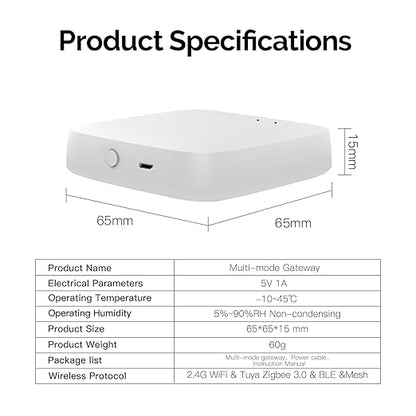 MOES ZigBee & Bluetooth & Mesh Gateway, Tuya Wireless Smart Home Bridge Hub, Only Support Tuya Smart Device Work with Smart Life/MOES App