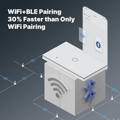 MOES 2nd Generation Smart Touch Wall Switch, 2.4GHz Wi-Fi Single Fire Single Pole Switch, No Neutral Wire Required, Remote MOES APP Control, Compatible with Alexa and Google Home 110V White 1 Gang