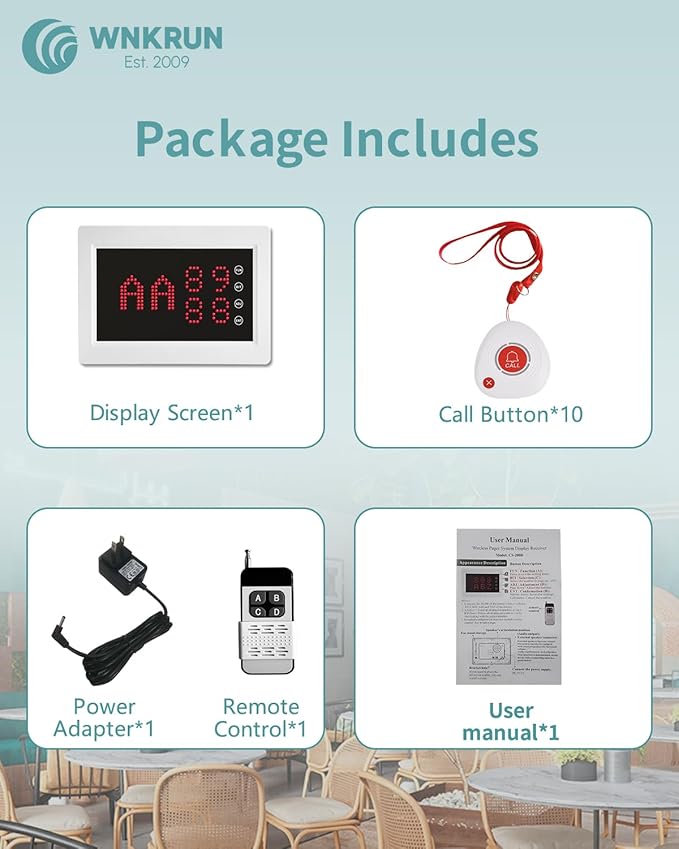 Wireless Caregiver Pager Nursing Calling System Elderly Alarm with 1 Display Receiver and 10 Waterproof 2 Key Call Buttons for Nursing Home Clinic (10 M2 Call Buttons)