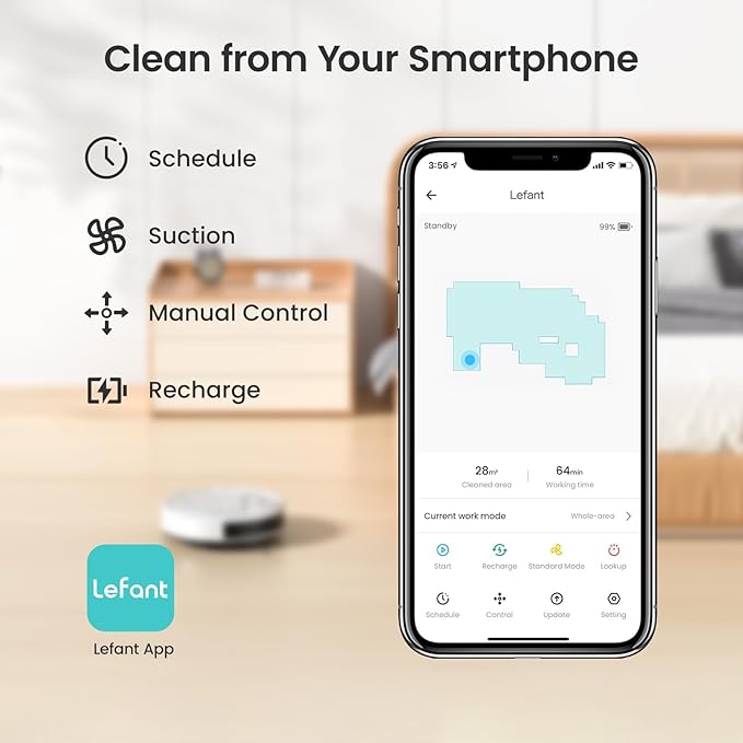 Lefant M310 Robot Vacuum Cleaner, 4500Pa Powerful Suction, PreciSense Obstacle Avoidance, Slim, Quite, 160 Mins Self-Charging Robotic Vacuums, WiFi/App/Voice, Ideal for Pet Hair Hard Floors, Gray