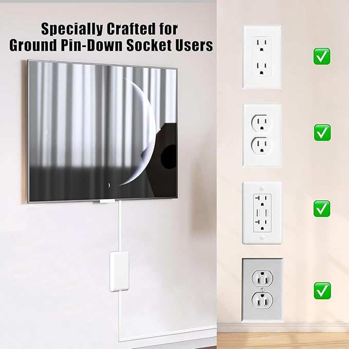 CABOCASA Dual 6FT Ultra-Thin Outlet Concealer, Universal Size Outlet Cover 6FT Twin Extension Cord with 3 Outlets Each Side, Ideal for Home Appliances on Opposite Sides