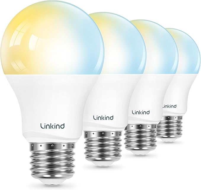 Linkind Color Changing Smart Light Bulbs 4 Pack Bundle with Tunable White Smart Light Bulbs 4 Pack (Soft White to Cool White), Compatible with Alexa & Google Home