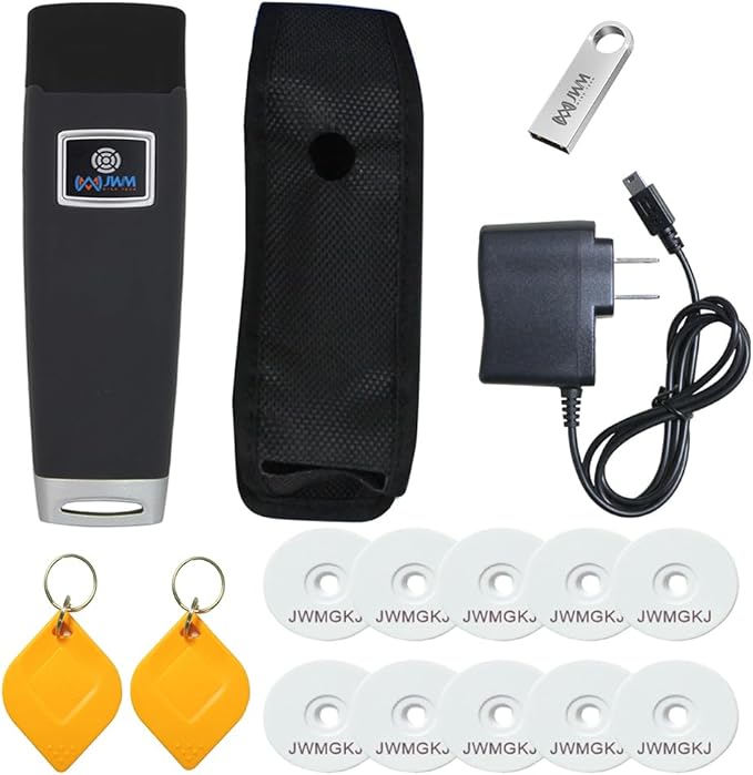 JWM Security Guard Tour Patrol System with LCD Screen, 125kHz RFID, for Hotels, Hospitals, Logistics, Warehousing, Professional Guard Monitoring Attendance System (White)