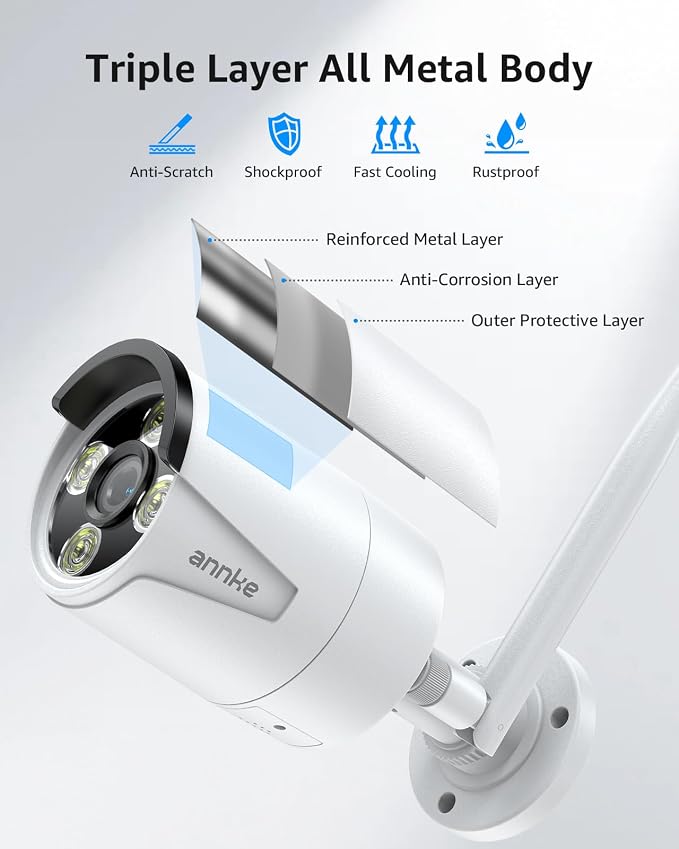 ANNKE 5MP Wireless Security Camera System, 7" Touch Scree Monitorn, 64GB SD | 2 Wireless Outdoor Cameras, 4CH WiFi NVR, Plug & Play, Human Detection, Two-Way Audio, 100 ft Night Vision, IP66