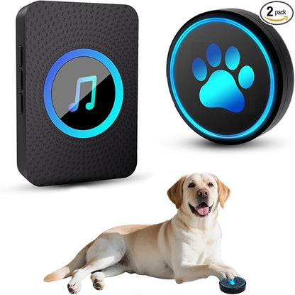 Dog Door Bell for Potty Training, Smart Wireless Doggie Doorbell to Go Outside, 1000 Feet Long Range with IP65 Waterproof Super-Light Touch Button, 60 Melodies & Adjustable Volume (1Black)