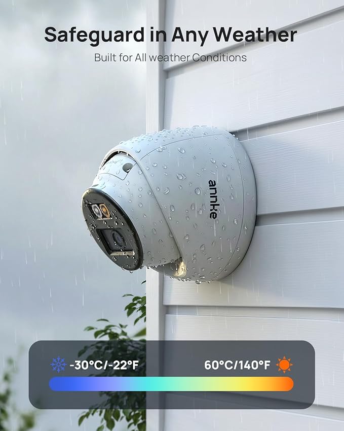 ANNKE 3K PoE Camera with Red & Bule Strobe Flash Light Alarm, IP Turret Security Camera Outdoor Indoor, Two-Way Audio, Color Night Vision, AI Human Detection, 123° Wide Angle, 24/7 Recording, IP67