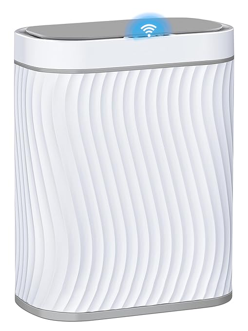 steo spce Automatic Motion Sensor Bathroom Small Trash Can with Lid, 2.6 Gallon Touchless Slim Garbage Can, Smart Waterproof Trash Bin for Bedroom, Restroom, Living Room, Office