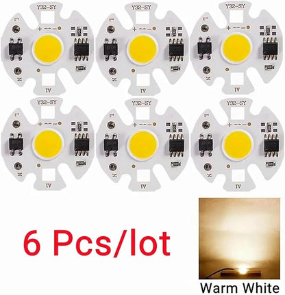 6Pcs Lampada Smart IC LED COB Chip 3W 5W 7W 9W 220V Y32 for DIY LED Light Bulb Downlight Spotlight Need Not Lighting Transformer(Warm White,220V_5W)