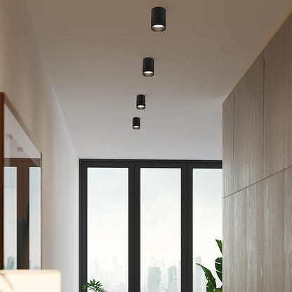 Maxxima 3 in. LED Cylinder Downlight, Recessed Ceiling Spot Light, 900 Lumens, 5 CCT Selectable 2700K/3000K/3500K/4000K/5000K, Dimmable, Black, 90 CRI, IC Rated, Canless, J-Box Included