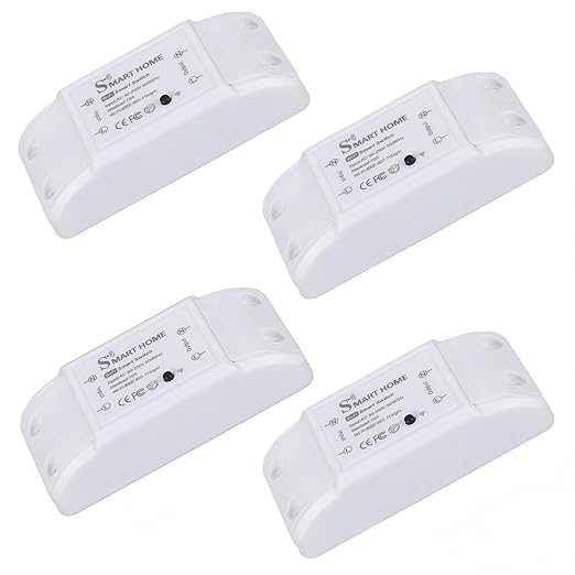 Eversecu WiFi Smart Light Switch 10A Mini DIY Breaker Module, Control by Smart Life/Tuya App, Compatible with Google Home/Alexa Echo(4 Pack)