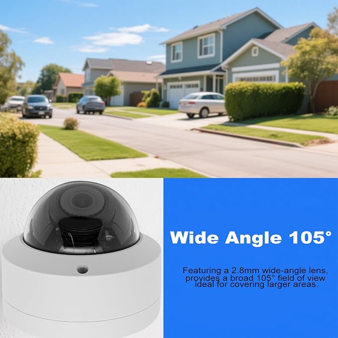 4MP PoE IP Vandal Dome Camera Outdoor/Indoor, IP Security Camera, 65ft Night Vision, IP66 Waterproof, 2.8mm Wide Angle Lens, 24/7 Recording, NDAA Complaint (Regular IR)