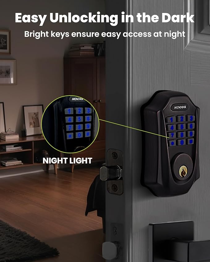 Keyless-Entry Deadbolt Smart Lock: UF01 GreenShield Digital Exterior Locks for Front Door, Touch-Control Keyless Door Lock with Keypad Smartphone Control, Waterproof IP54 (Venetian Bronze)