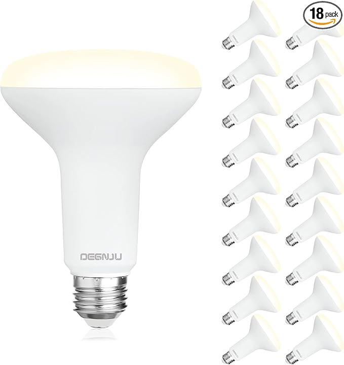 DEGNJU 18 Pack BR30 LED Recessed Light Bulb, Dimmable Indoor Flood Light Bulbs CRI80 7W Equivalent 65W 3000K Warm White 650 Lumens, 15000 Lifetime Hours E26 Base LED Can Light Bulb, Flicker-Free
