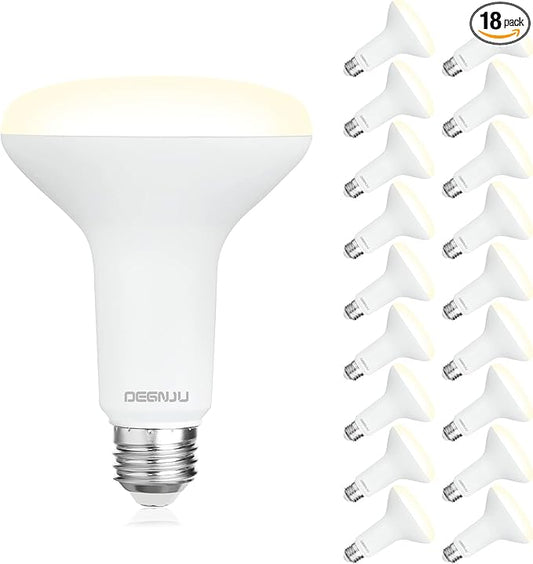 DEGNJU 18 Pack BR30 LED Recessed Light Bulb, Dimmable Indoor Flood Light Bulbs CRI80 7W Equivalent 65W 3000K Warm White 650 Lumens, 15000 Lifetime Hours E26 Base LED Can Light Bulb, Flicker-Free