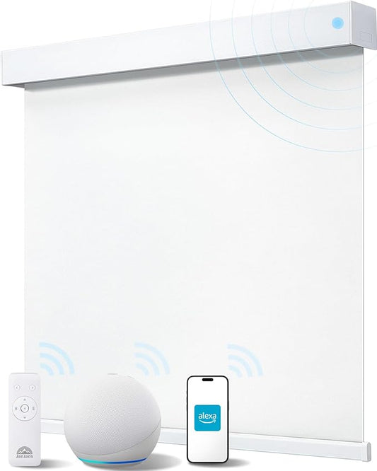 Smart Roller Shades for Windows, Alexa Blackout Motorized Blinds with Remote Control, Easy Install Automatic Electric Blinds for Indoor (31" W x 72" H, White)
