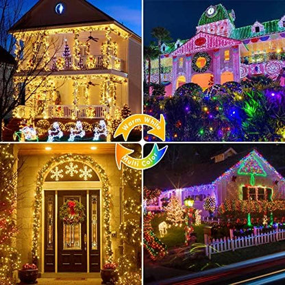 200 LED Connectable String Lights with Remote, Warm White to Multicolor
